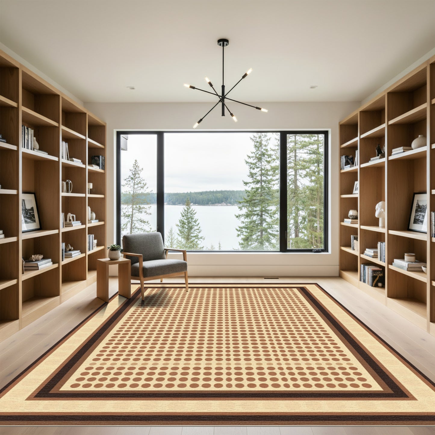 Earthy Tone Polka Dot Border Rug