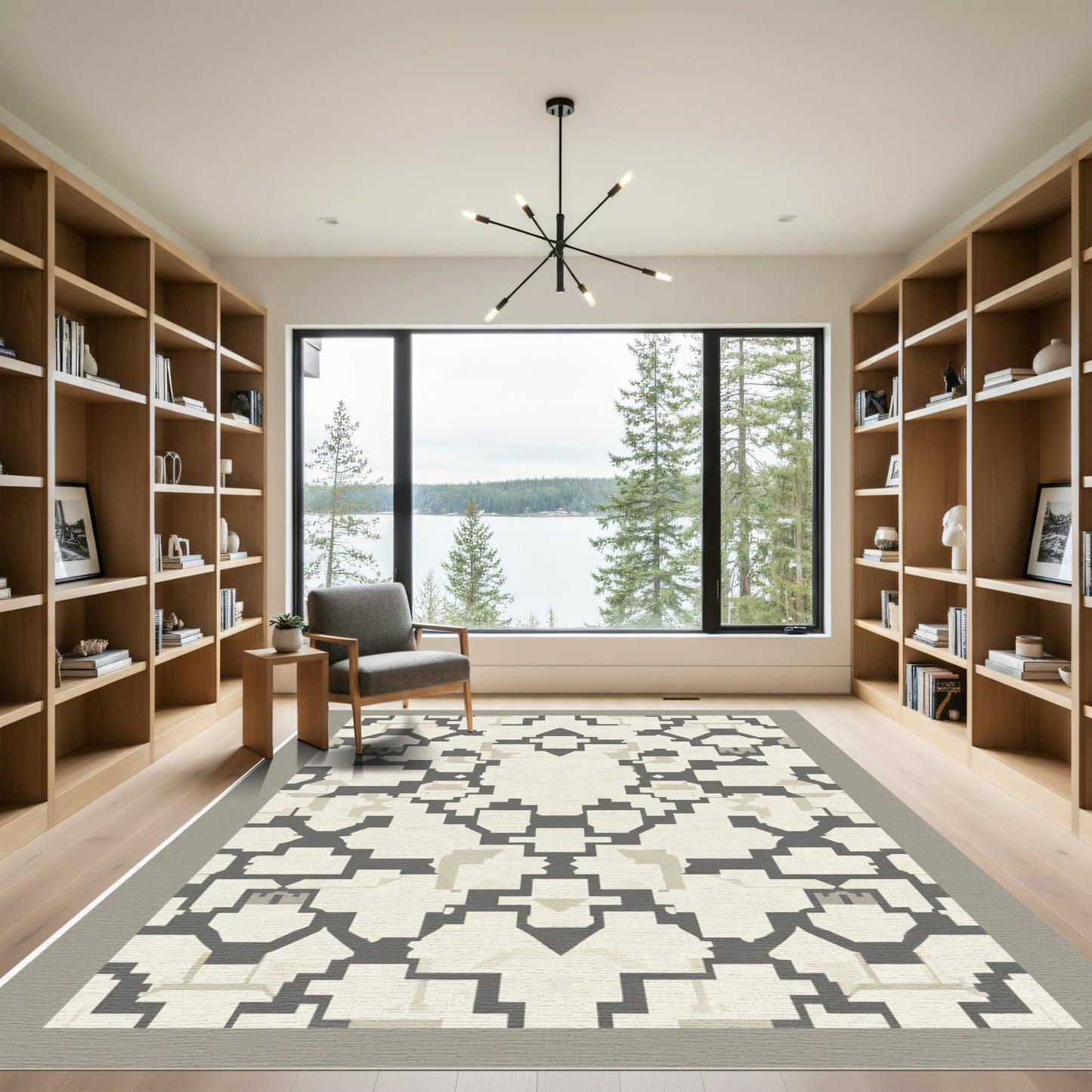 Neutral Geometric Arch Medallion Rug