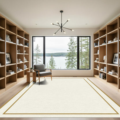 Minimalist Gold Border Linen Rug