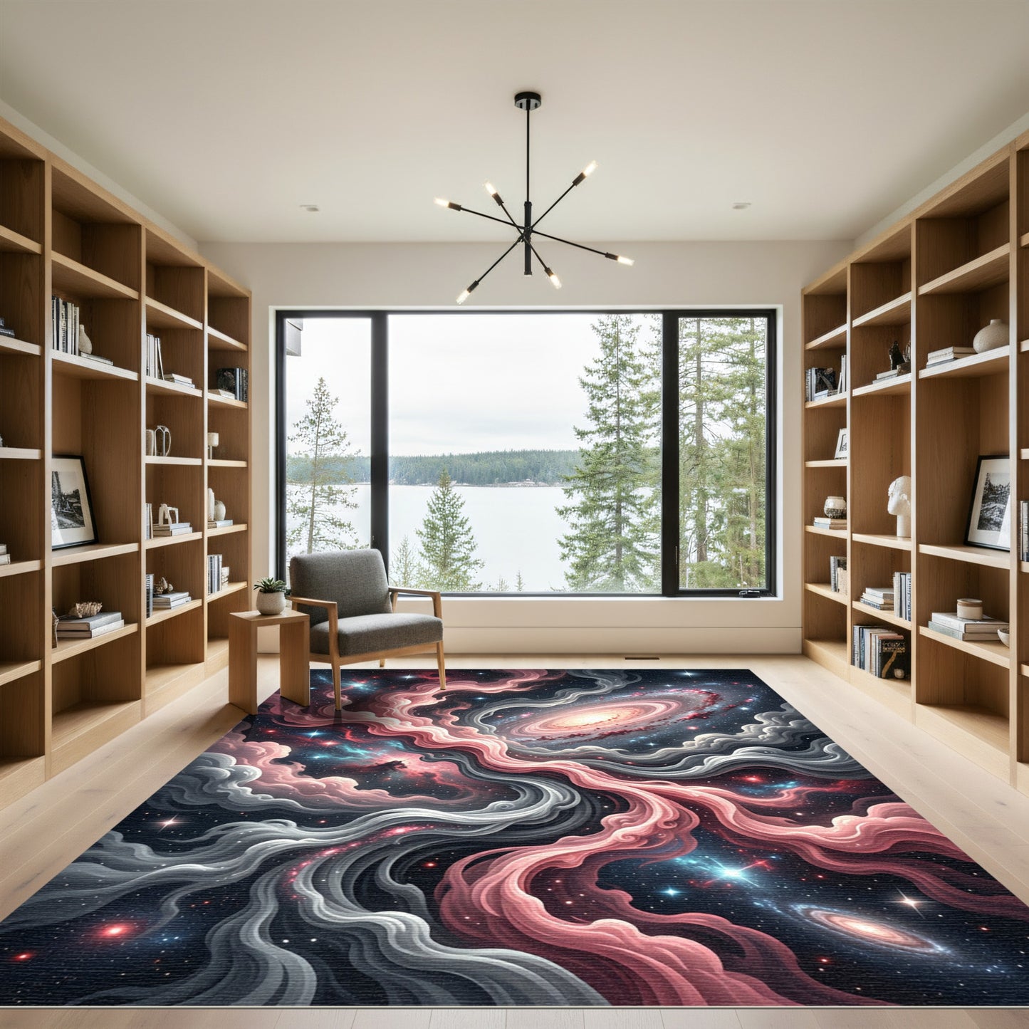 Cosmic Pink Swirl Galaxy Nebula Rug
