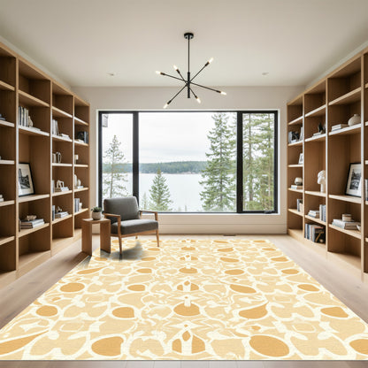 Golden Ochre Abstract Symmetry Rug