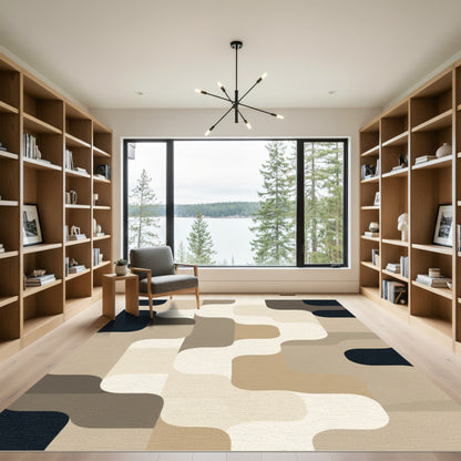 Earthy Tones Wavy Geometric Assemblage Rug