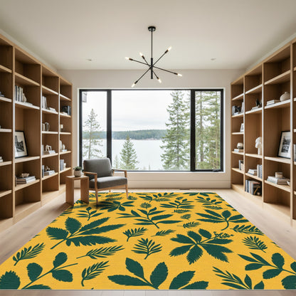 Verdant Foliage Yellow Botanical Rug