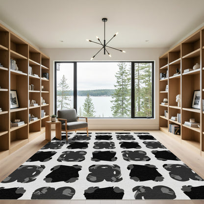 Monochromatic Abstract Organic Squares Rug