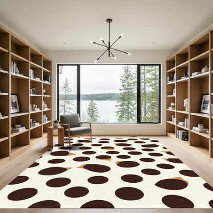Cream Brown Polka Dot Accents Rug