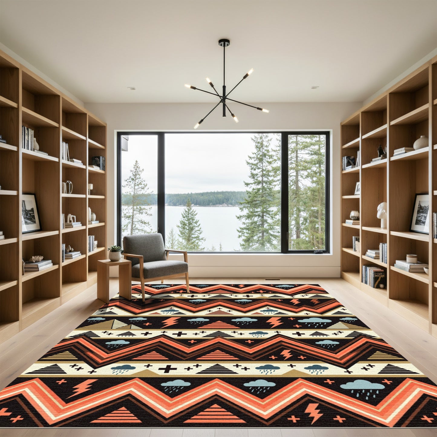 Geometric Abstract Tribal Zigzag Lightning Rug