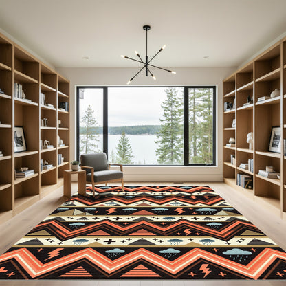 Geometric Abstract Tribal Zigzag Lightning Rug