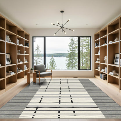 Monochromatic Textured Stripe Composition Rug