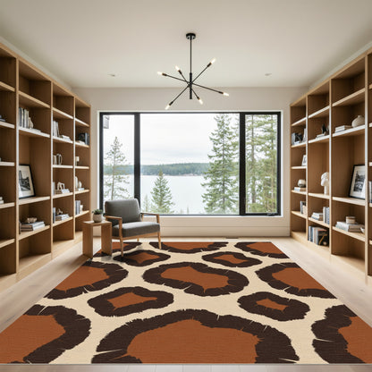 Brown and Cream Giraffe Spot Texture Rug