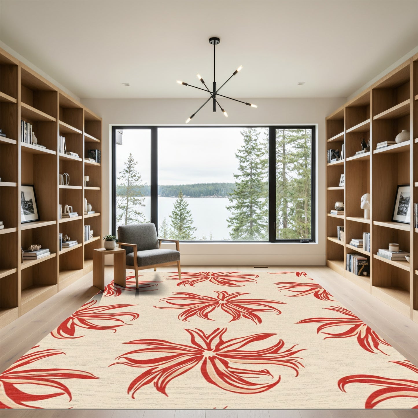 Crimson Floral Explosion Rug