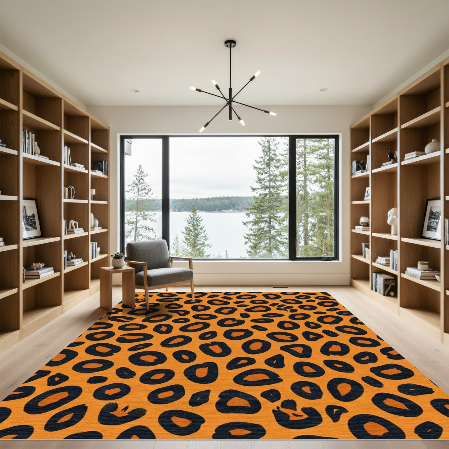 Bold Orange Black Spots Rug
