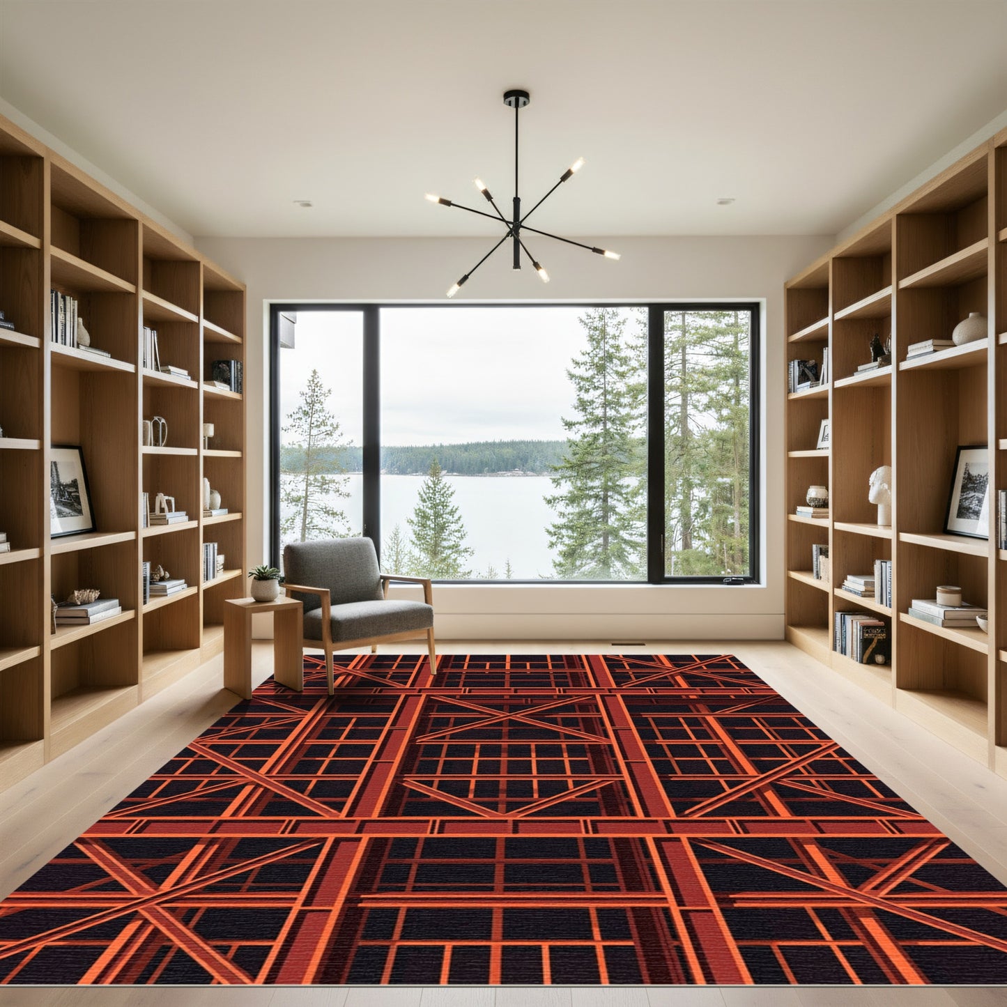 Industrial Orange Steel Grid Rug