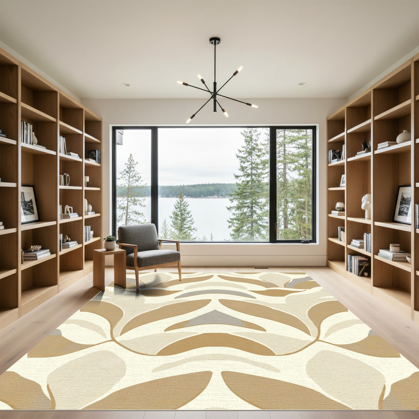 Earthy Neutral Abstract Flowing Shapes Rug