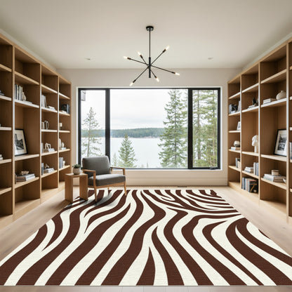 Rich Brown Zebra Stripe Abstract Rug