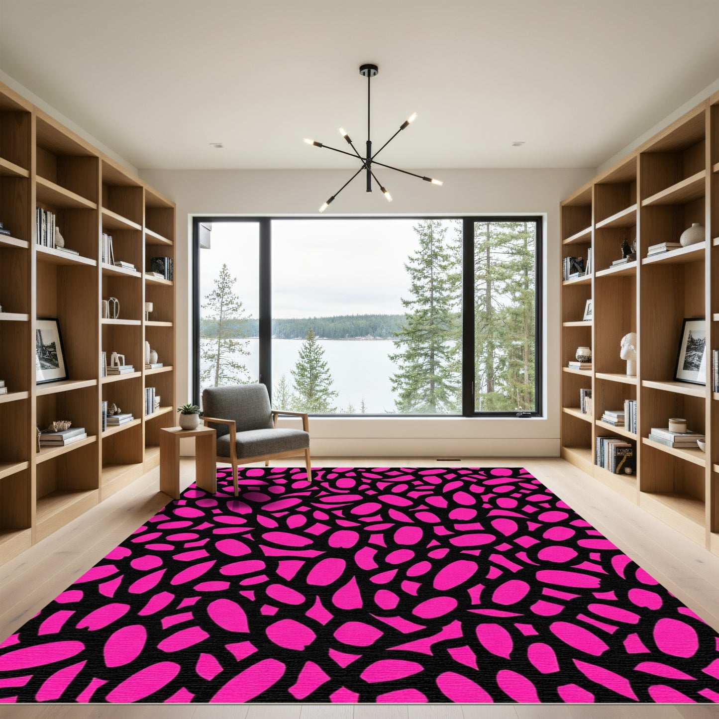 Vibrant Pink Organic Brushstroke Rug