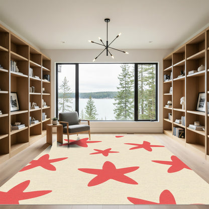 Red Starfish Cream Field Rug