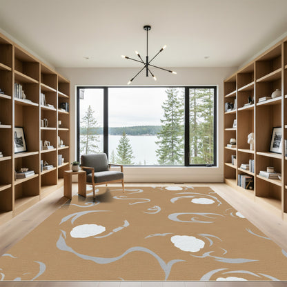 Brown Gray Abstract Flowing SwirlsRug Rug