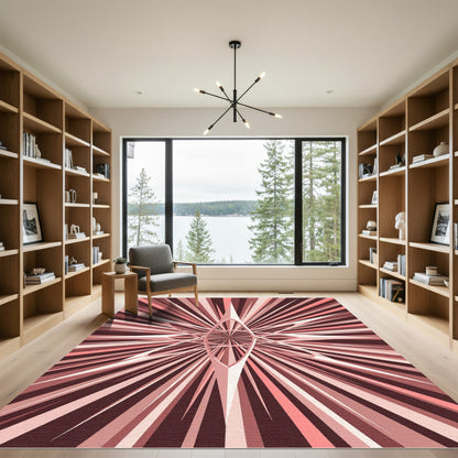 Radiant Rose Petal Starburst Rug