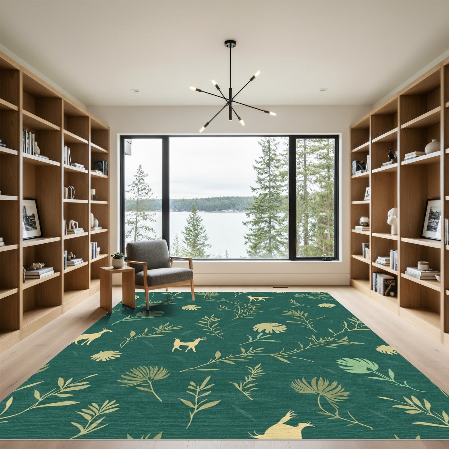 Golden Nature Scene With Deer Rug