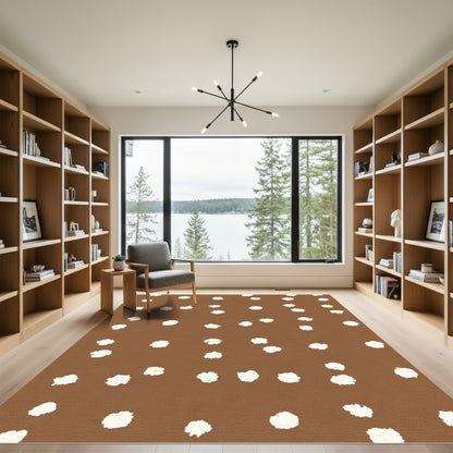 Brown Cream Scattered Spots Rug