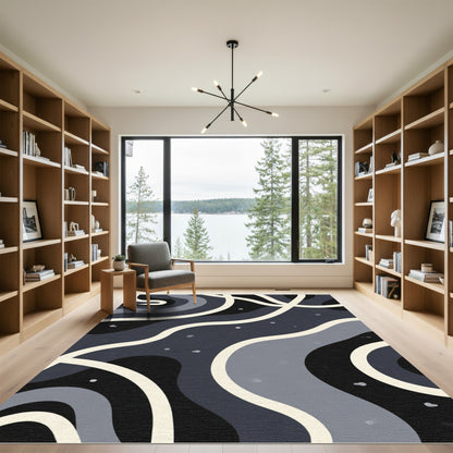 Moody Abstract Flowing Lines Rug