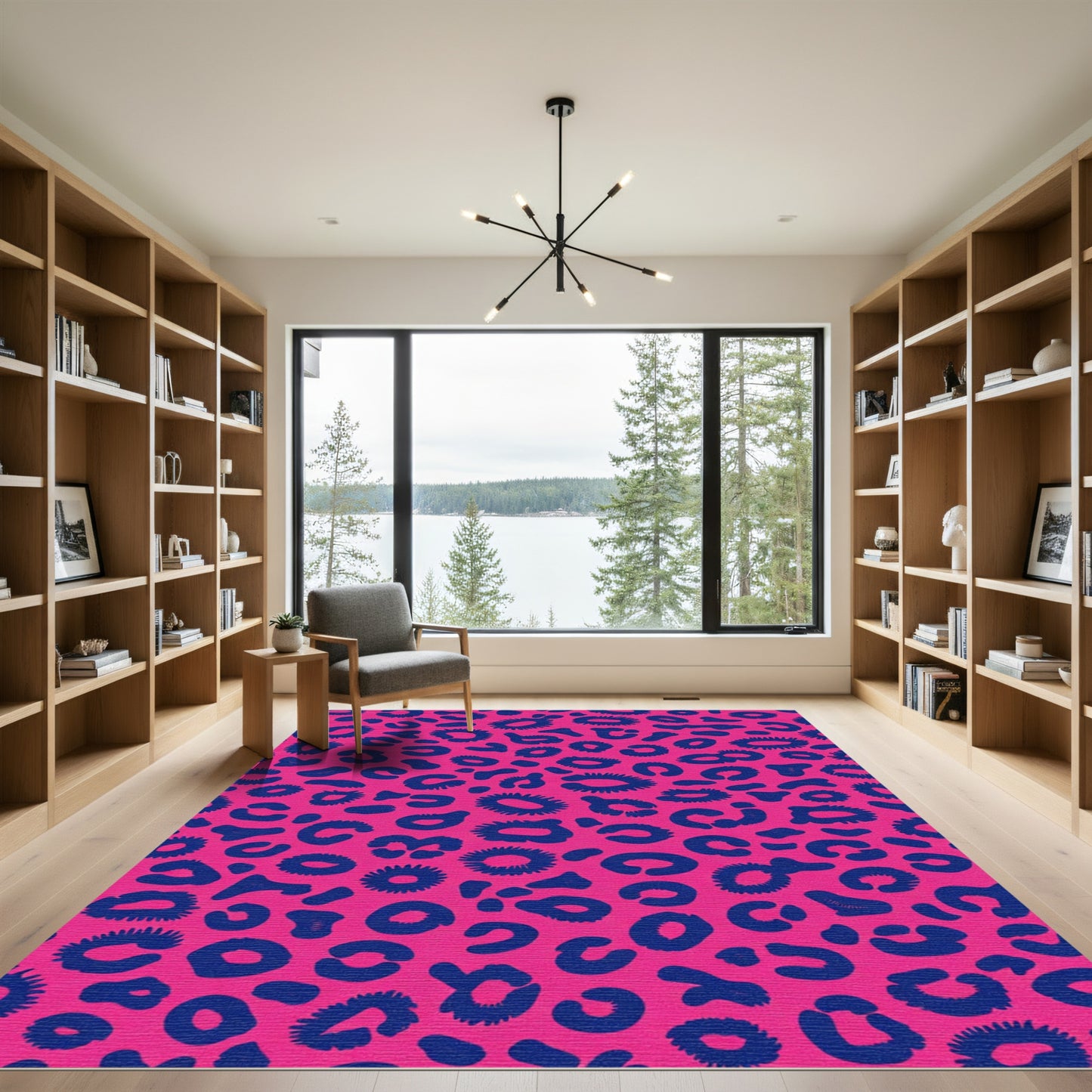 Vibrant Pink Blue Cheetah Spots Rug