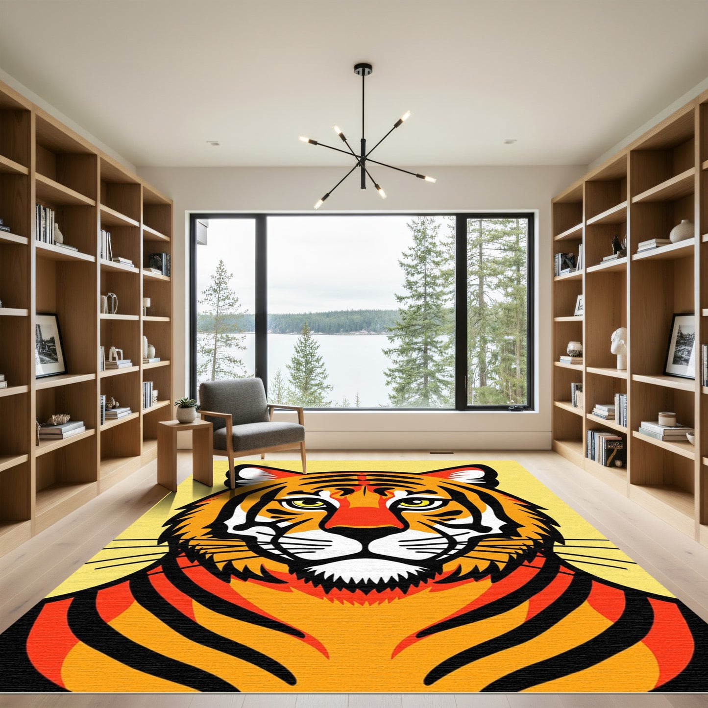 Striking Orange Tiger Portrait Rug