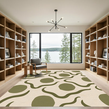 Olive Organic Wavy Dot Rug
