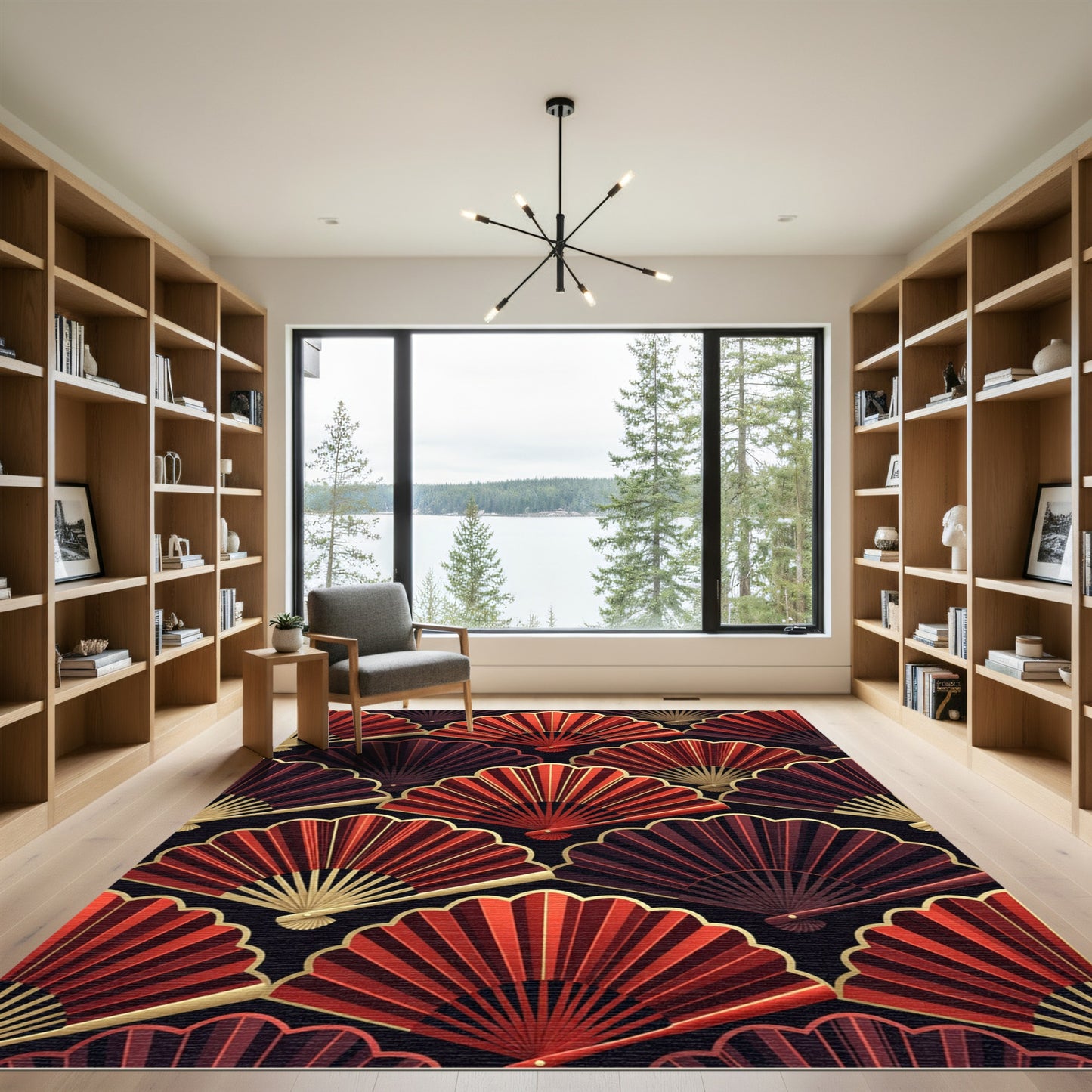 Crimson Golden Fan Radiance Rug