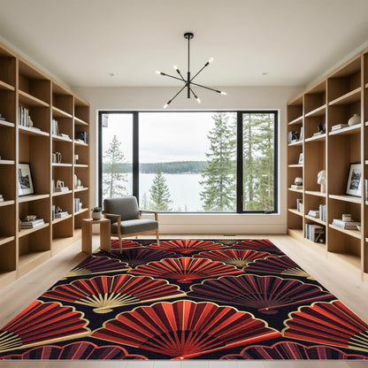 Crimson Golden Fan Radiance Rug