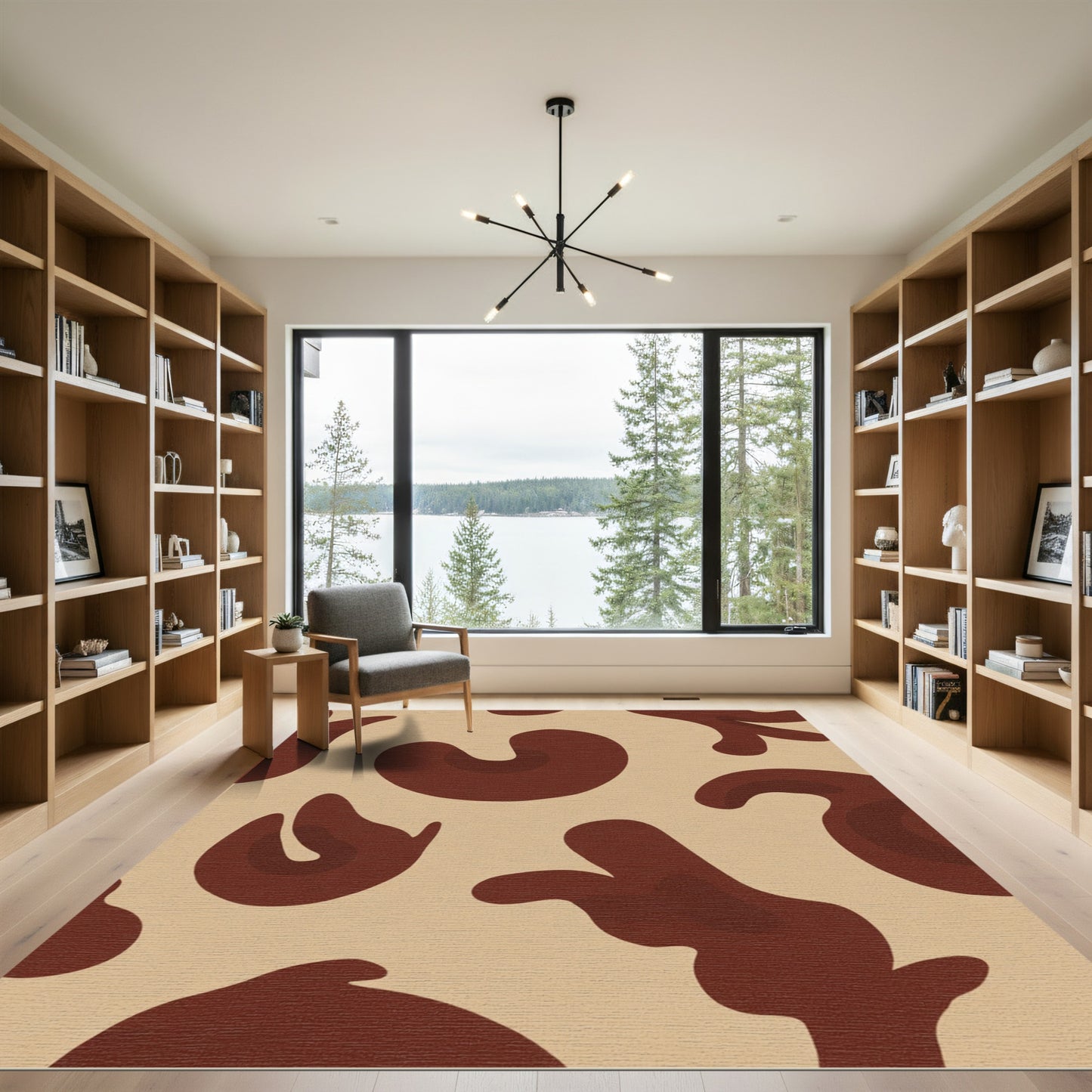 Brown Caramel Abstract Organic Shapes Rug