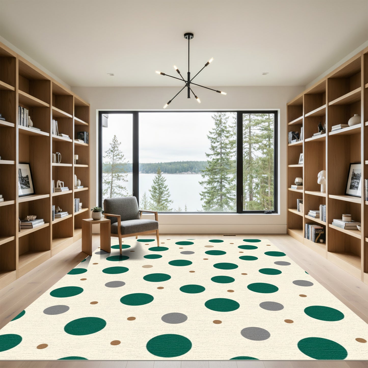 Green Gray Dot Spot Arrangement Rug