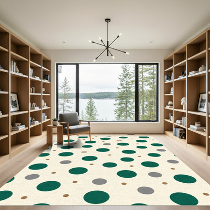 Green Gray Dot Spot Arrangement Rug