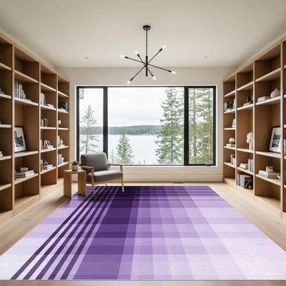 Dark Purple Plaid Gradient Lines Rug