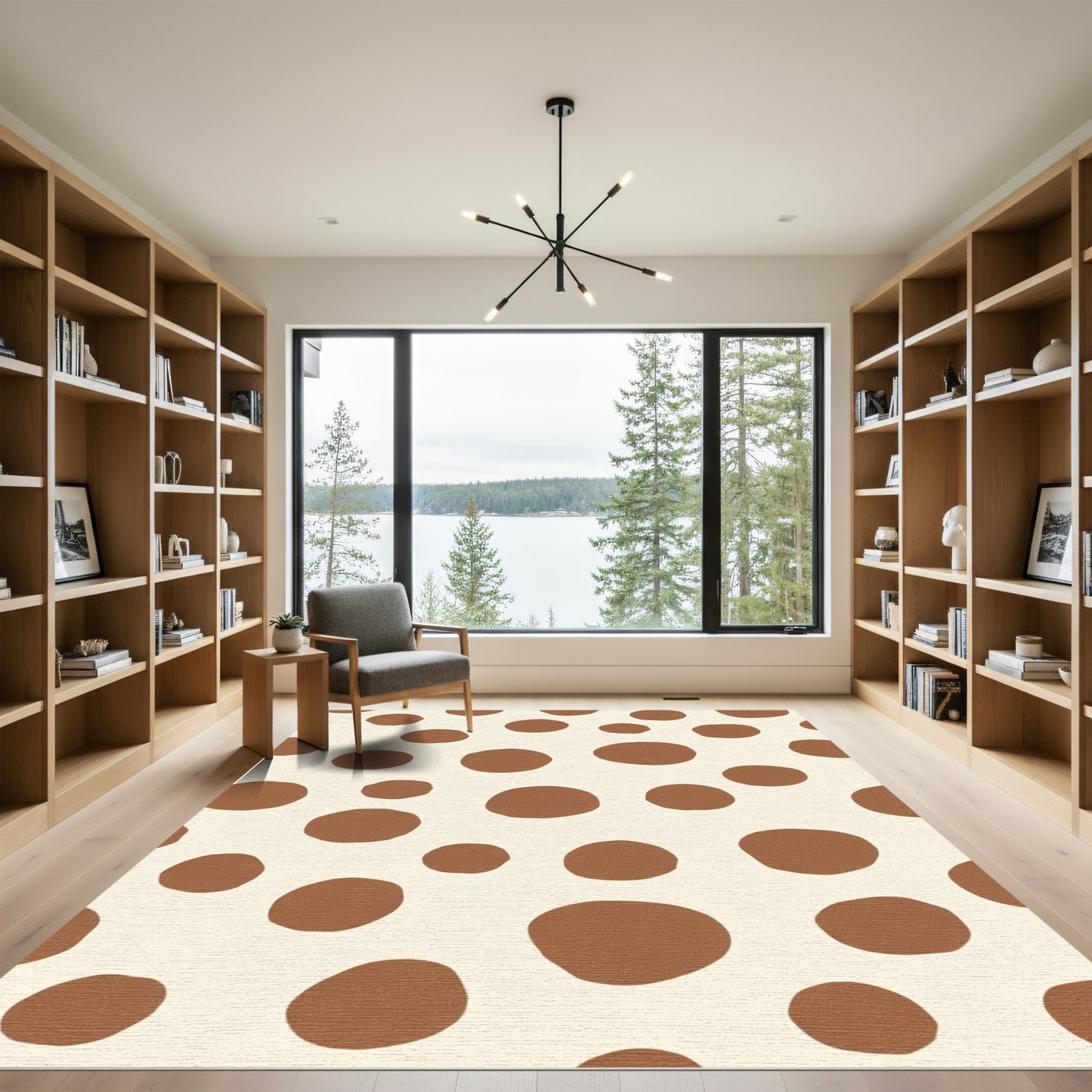 Brown Circles Scattered Backdrop Rug