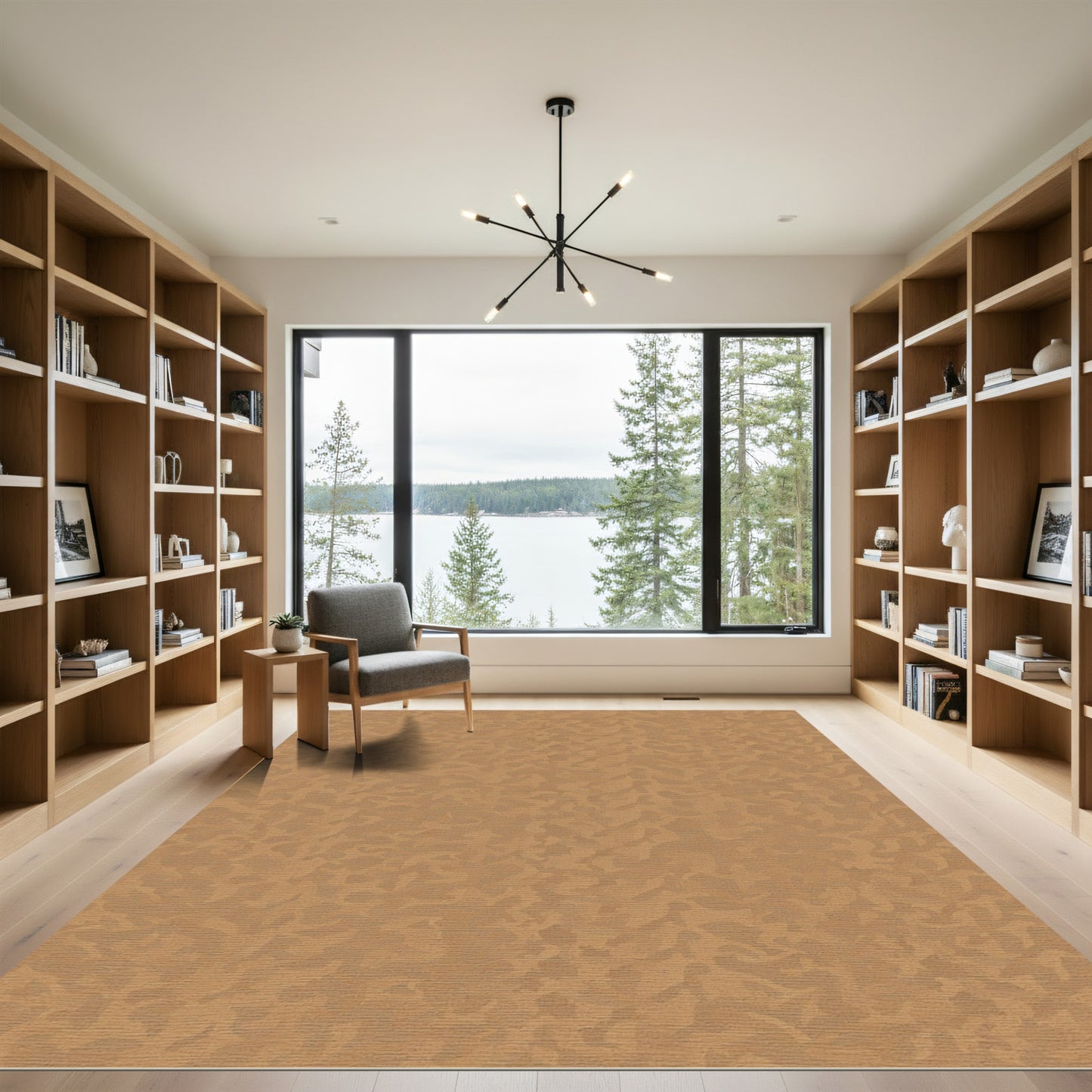 Earthy Tan Abstract Organic Flow Rug