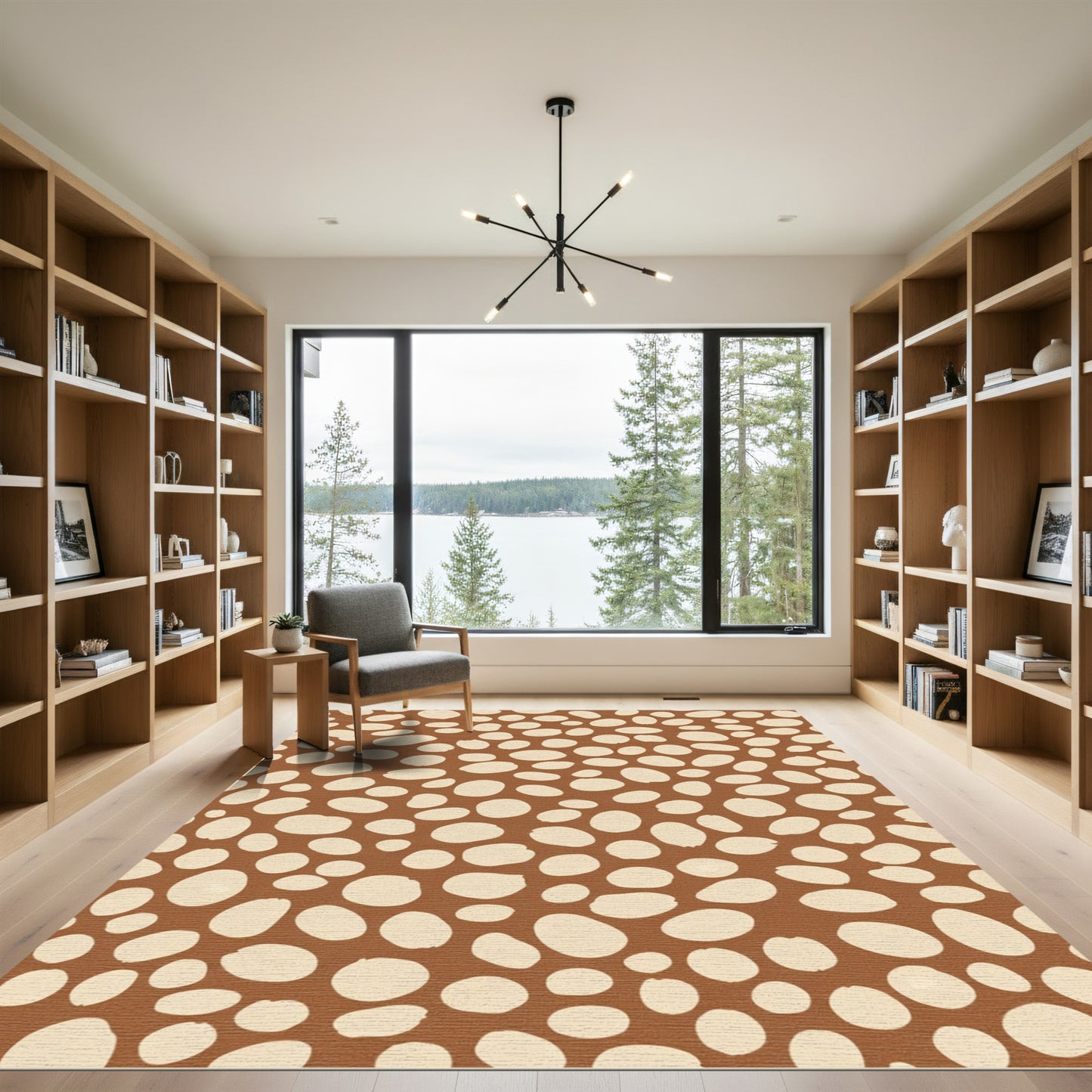 Brown Cream Pebble Scatter Rug