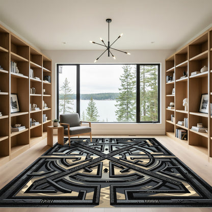 Monolithic Concrete Maze Figures Rug