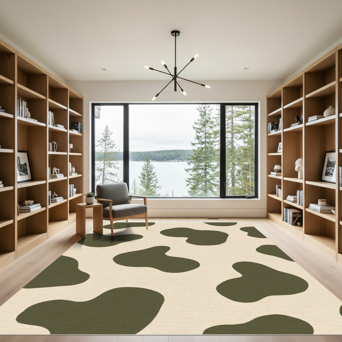 Khaki Cream Organic Spots Rug