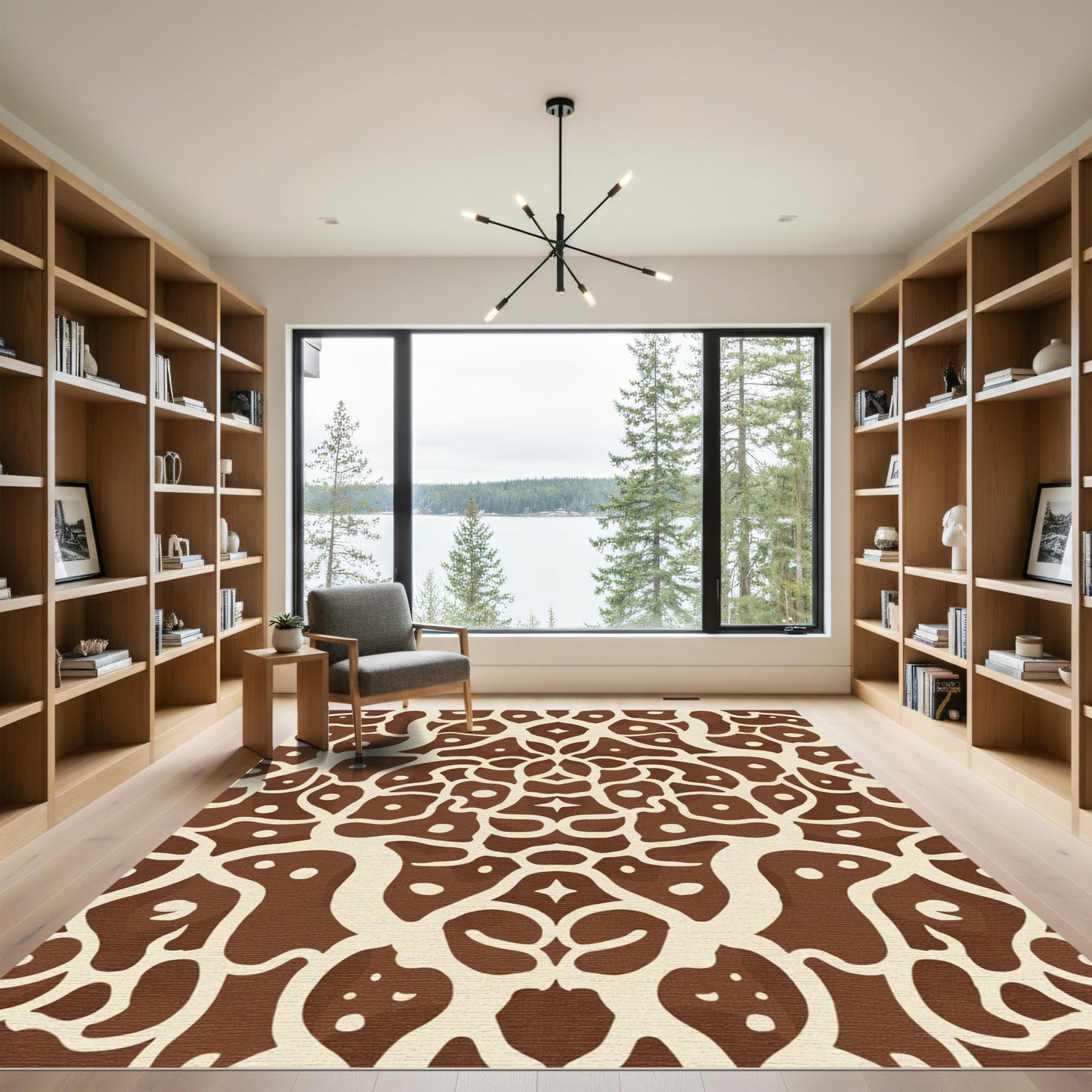 Brown Cream Organic Mandala Rug
