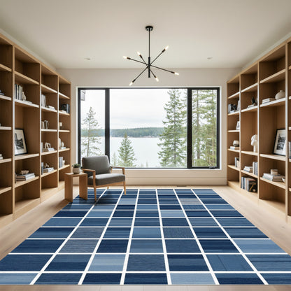 Diverse Blue Gradient Stripes Rug