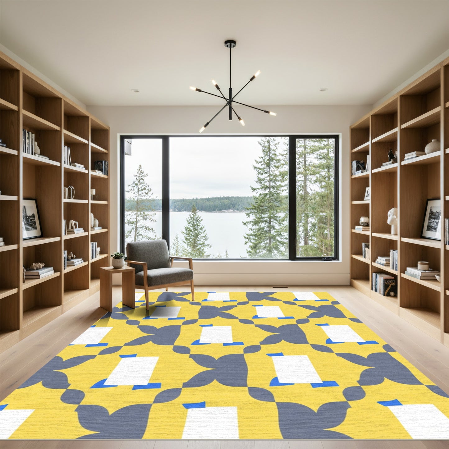 Yellow Gray Abstract Geometric Kite Rug