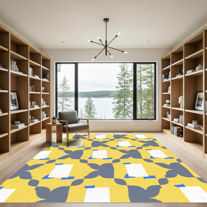 Yellow Gray Abstract Geometric Kite Rug