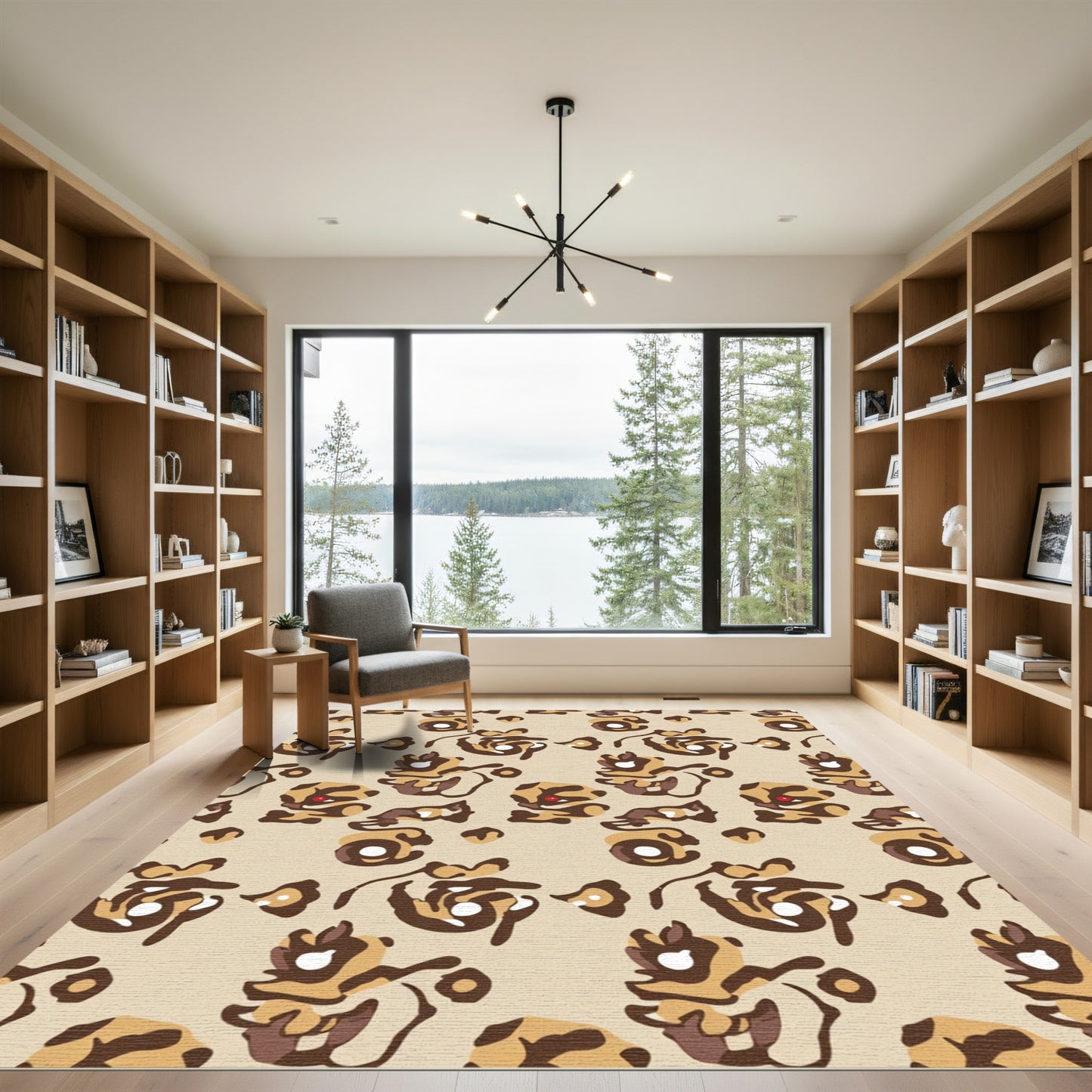 Brown and Tan Leopard Spots Rug