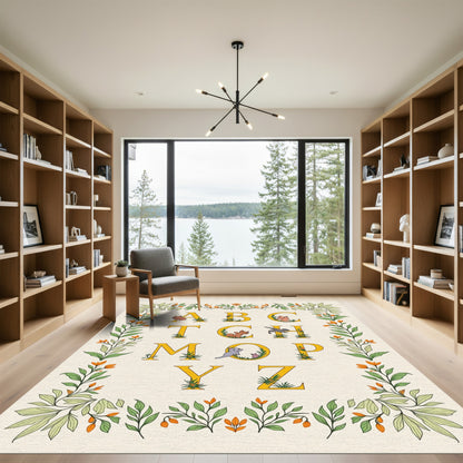 Alphabet Border With Whimsical Creatures Rug