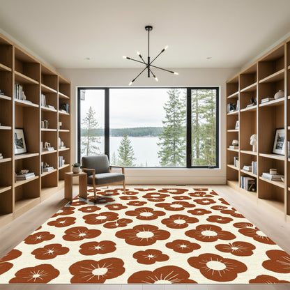 Brown Retro Floral Bloom Rug