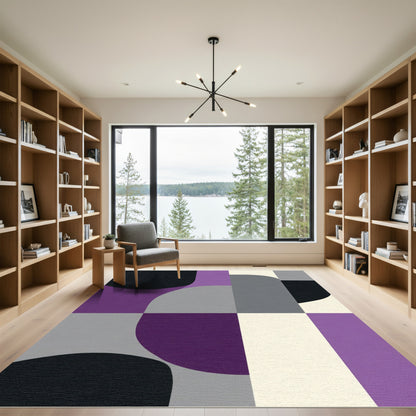 Modern Purple Gray Abstract Geometric Rug