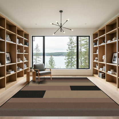 Earthy Tones Abstract Block Rug