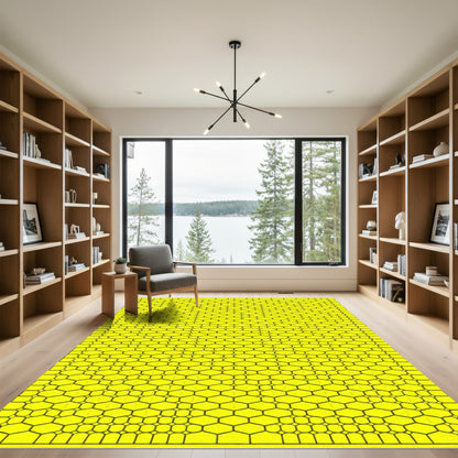 Bright Yellow Geometric Honeycomb Rug