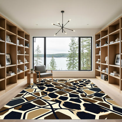 Brown Beige Abstract Animal Skin Rug